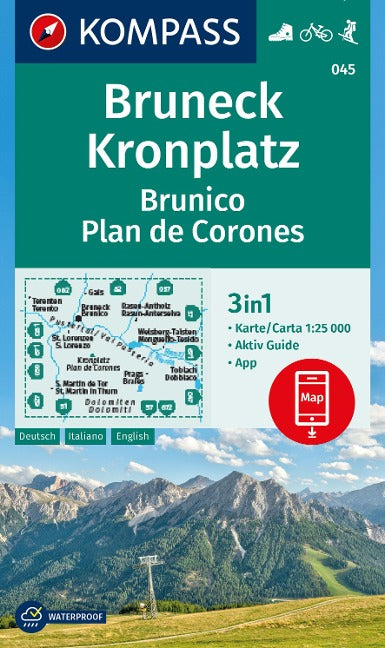 045 Bruneck, Kronplatz Brunico Plan de Corones - Kompass Wanderkarte