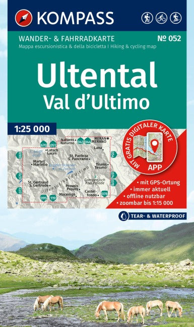 052 Ultental, Val d'Ultimo 1:25.000 - Kompass Wanderkarte