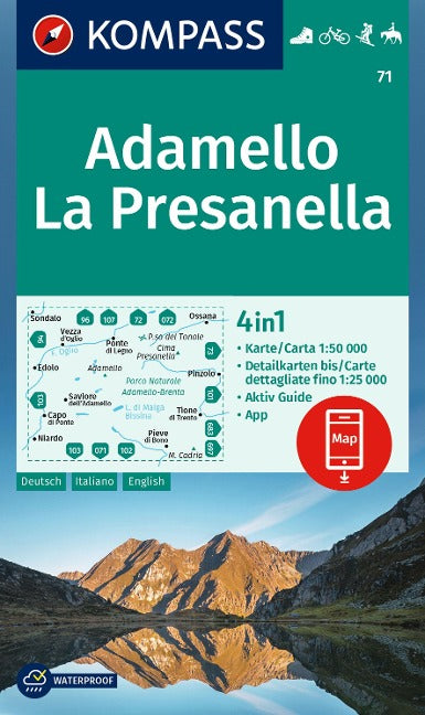 71 Adamello, La Presanella - Kompass Wanderkarte