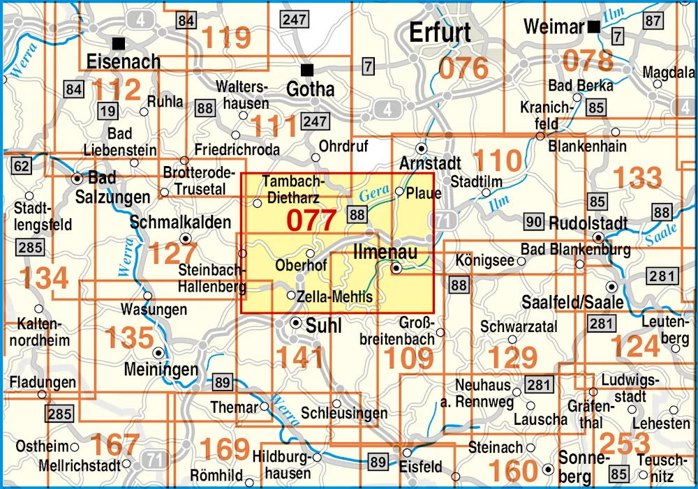 077 Oberhof, Ilmenau, Zella-Mehlis und Umgebung - 1:35.000