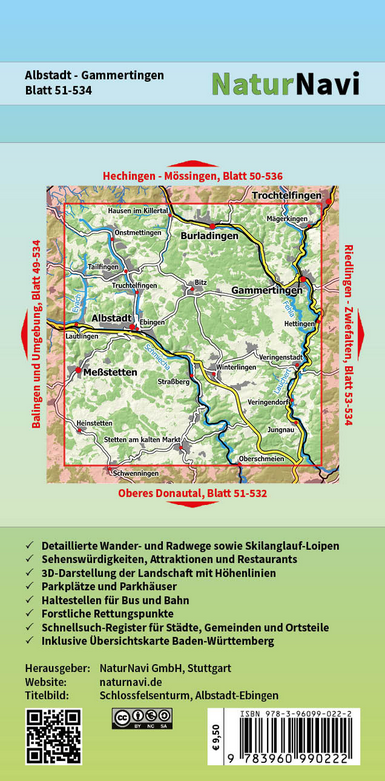 Albstadt - Gammertingen - 1:25.000 Naturnavi Wanderkarte