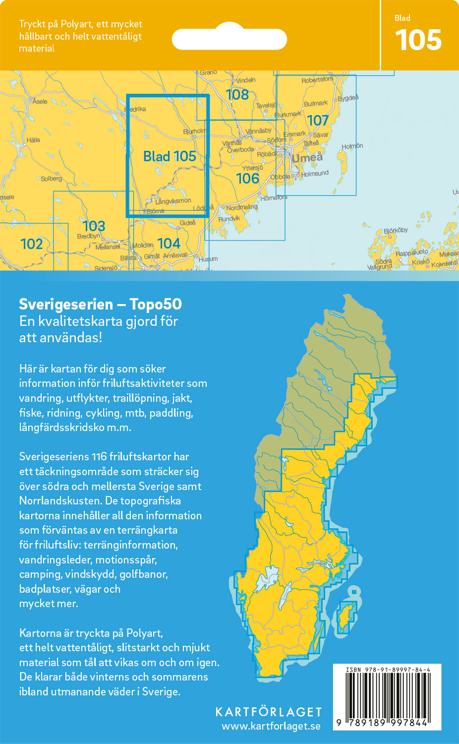 Schweden 1:50.000 Wanderkarten (72 Torsby - 116 Kalix) Sverigeserien
