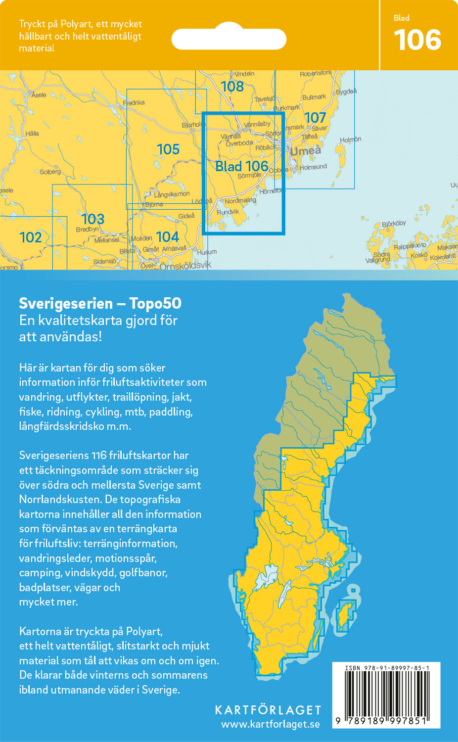 Schweden 1:50.000 Wanderkarten (72 Torsby - 116 Kalix) Sverigeserien