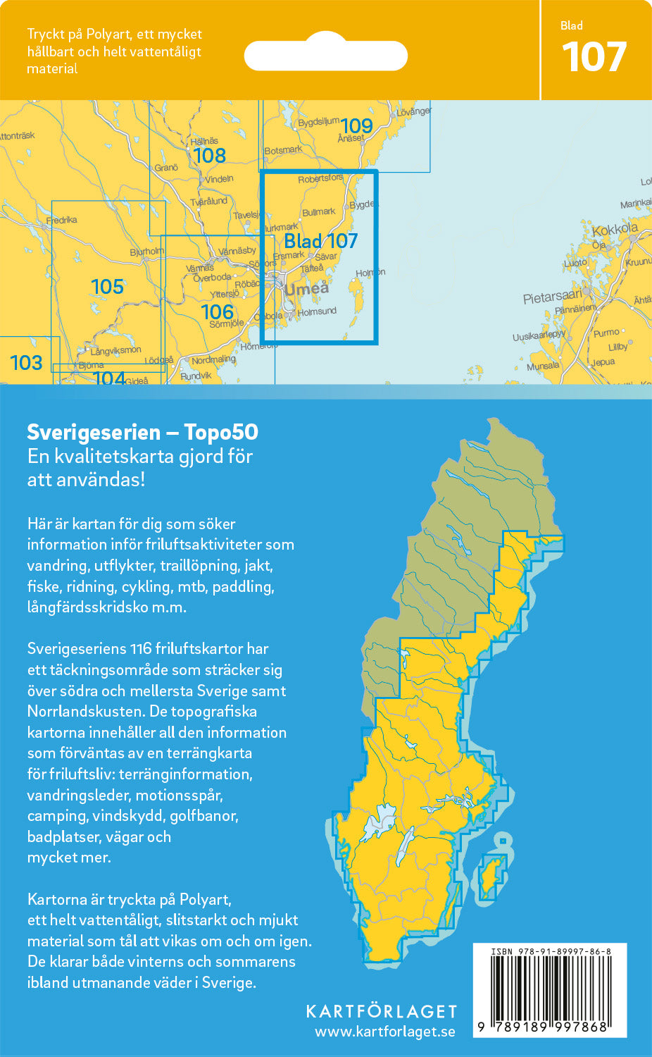 Schweden 1:50.000 Wanderkarten (72 Torsby - 116 Kalix) Sverigeserien