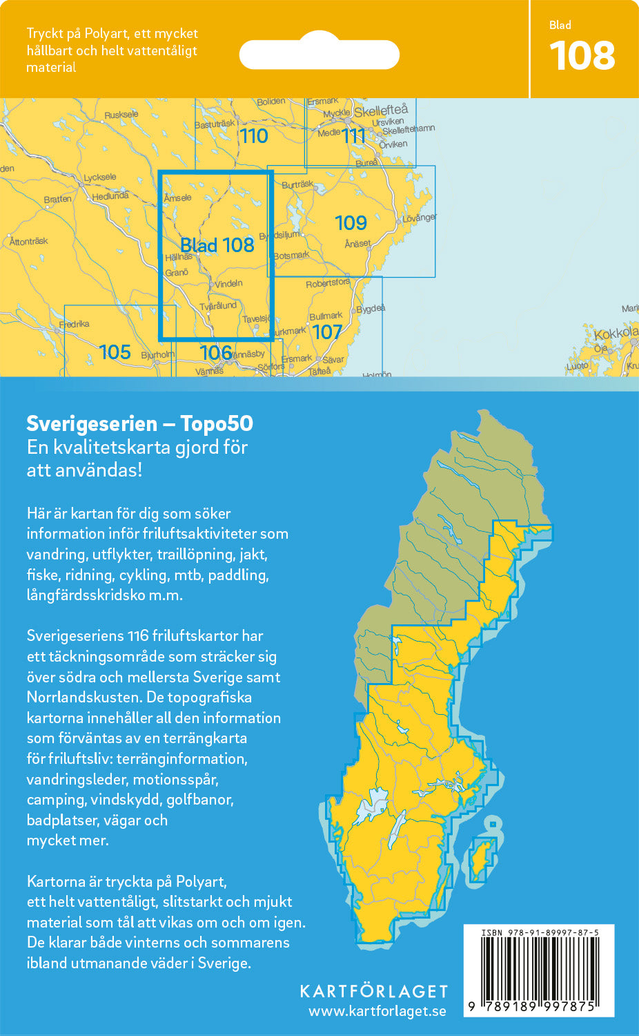 Schweden 1:50.000 Wanderkarten (72 Torsby - 116 Kalix) Sverigeserien