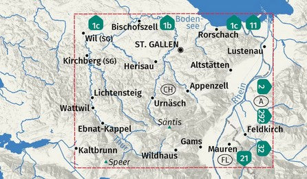 112 Appenzellerland, St. Gallen, Säntis 1:40.000 - Kompass Wanderkarte