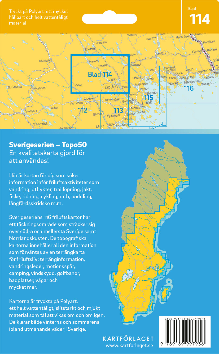Schweden 1:50.000 Wanderkarten (72 Torsby - 116 Kalix) Sverigeserien