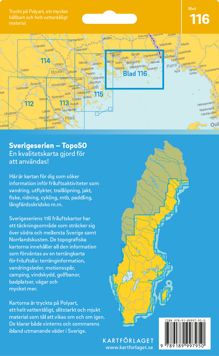 Schweden 1:50.000 Wanderkarten (72 Torsby - 116 Kalix) Sverigeserien