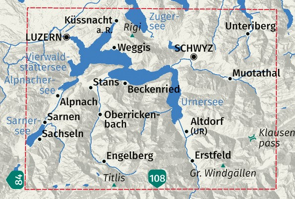 116 Vierwaldstätter See, Luzern 1:50.000 - Kompass Wanderkarte