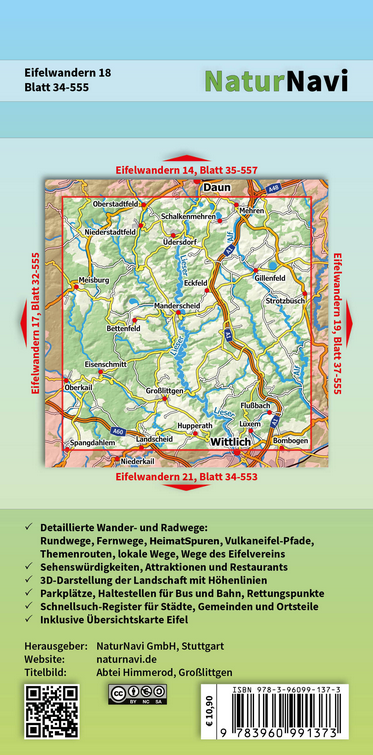 Eifelwandern 18 - Manderscheid, Wittlicher Land - 1:25.000 NaturNavi Wanderkarte