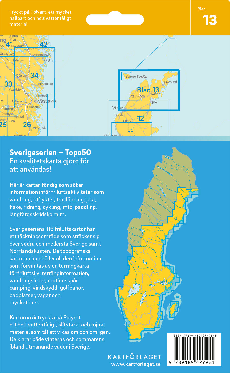 Schweden 1:50.000 Wanderkarten (1 Malmö - 71 Hallstavik) Sverigeserien