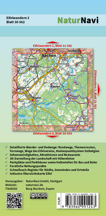 Eifelwandern 2 - Belgisches Hohes Benn, Eupen - 1:25.000 NaturNavi Wanderkarte