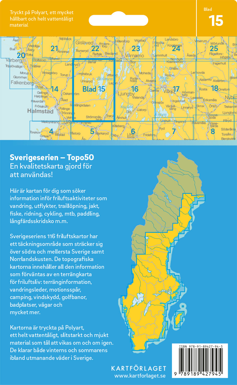 Schweden 1:50.000 Wanderkarten (1 Malmö - 71 Hallstavik) Sverigeserien