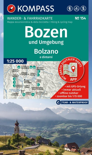 154 Bozen und Umgebung 1:25.000 - Kompass Wanderkarte
