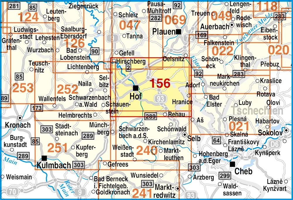 156 Bayerisches Vogtland, Hof, Rehau und Umgebung 1:35.000