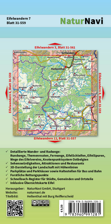 Eifelwandern 7 - Hellenthal, Oberes Kylltal - 1:25.000 NaturNavi Wanderkarte