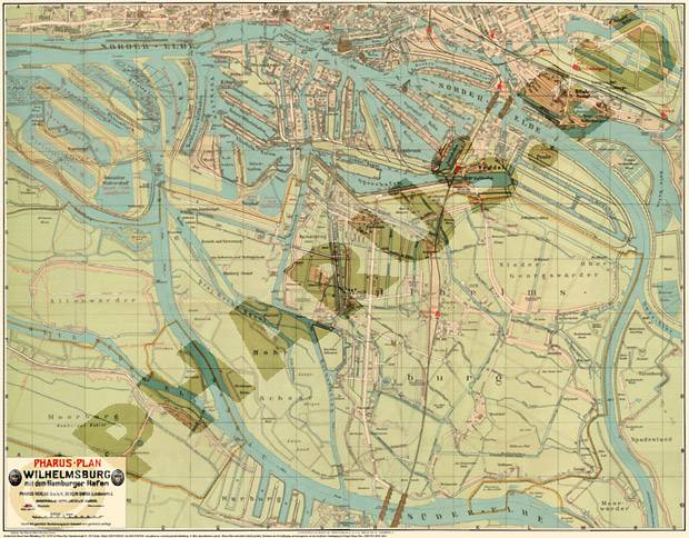 Wilhelmsburg mit dem Hamburger Hafen 1925