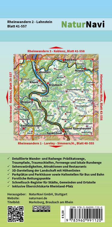 Rheinwandern 2 - Lahnstein - 1:25.000 NaturNavi Wanderkarte