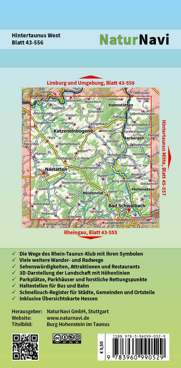 Hintertaunus West - 1:25.000 NaturNavi Wanderkarte