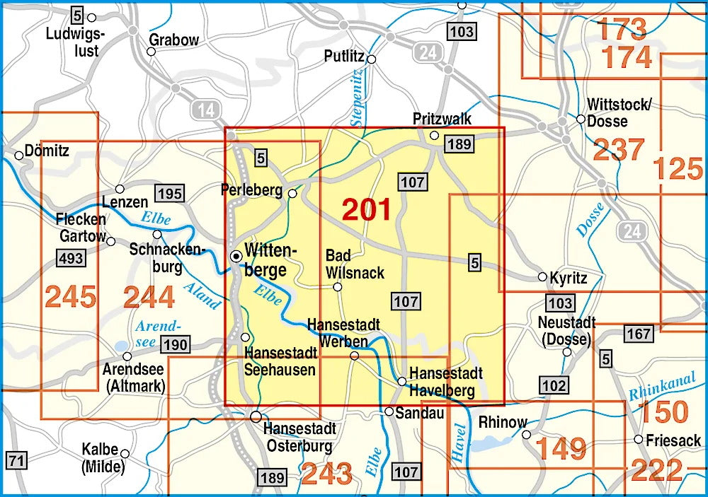201 Wittenberge, Bad Wilsnack, Hansestadt Havelberg und Umgebung 1:50.000