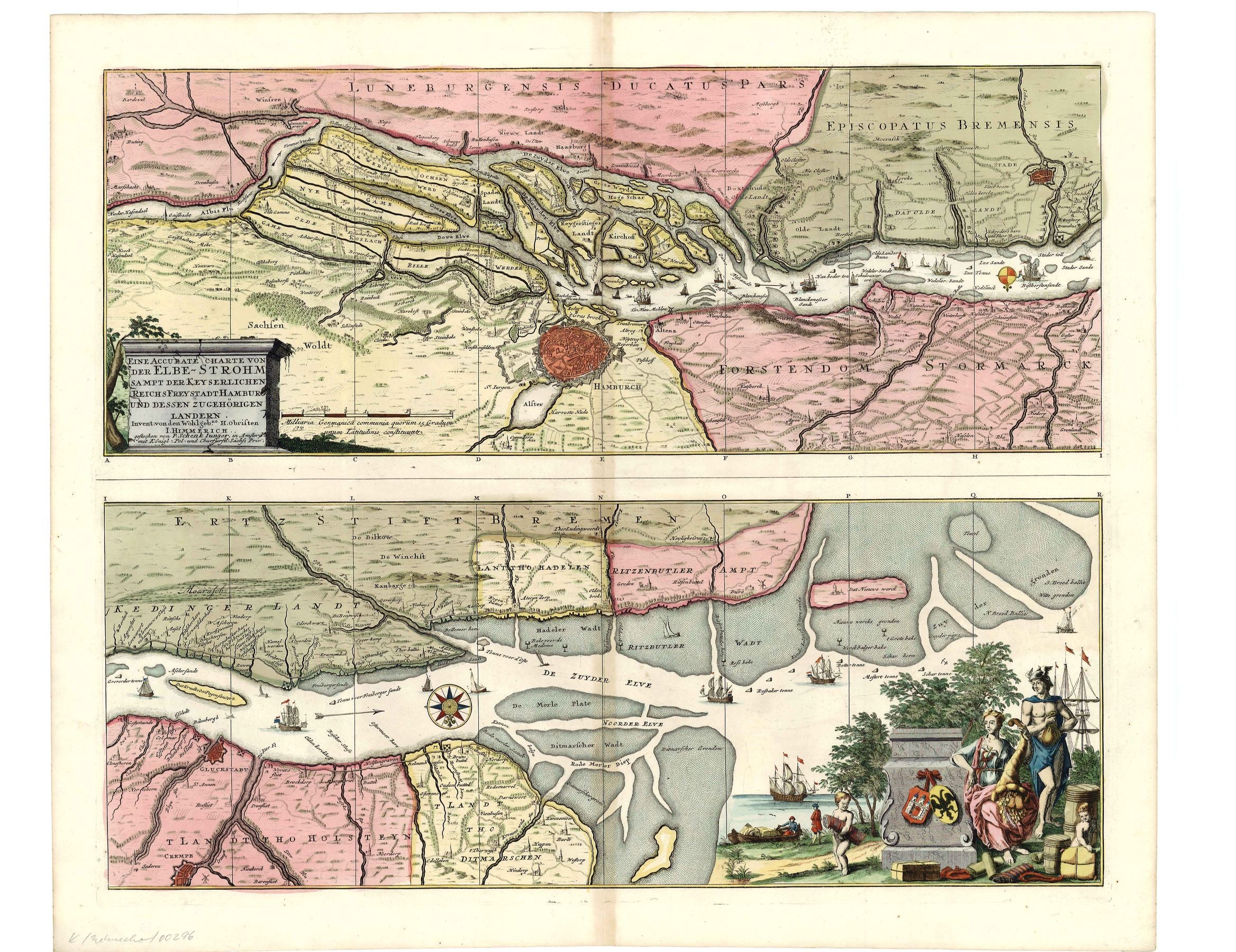 Elbkarte um das Jahr 1710 von Johann Himmerich & Peter Schenk der Jüngere