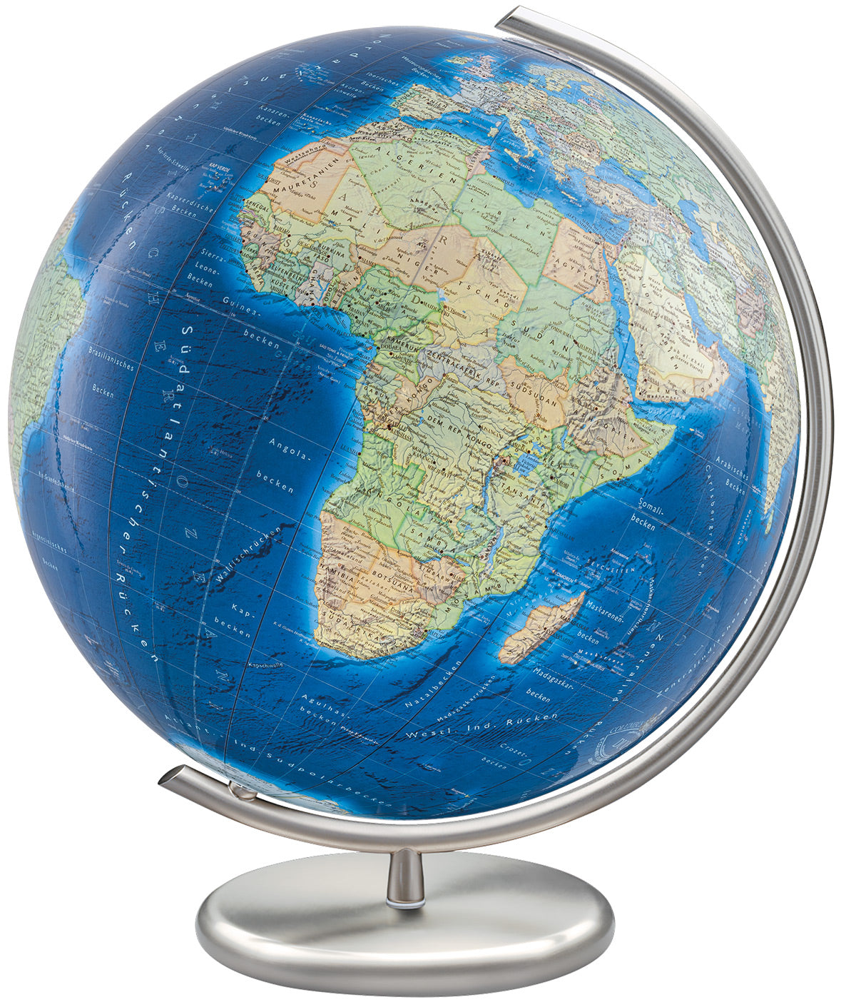 Glasglobus 40cm Columbus DUO AZZURRO Edelstahl - 244083
