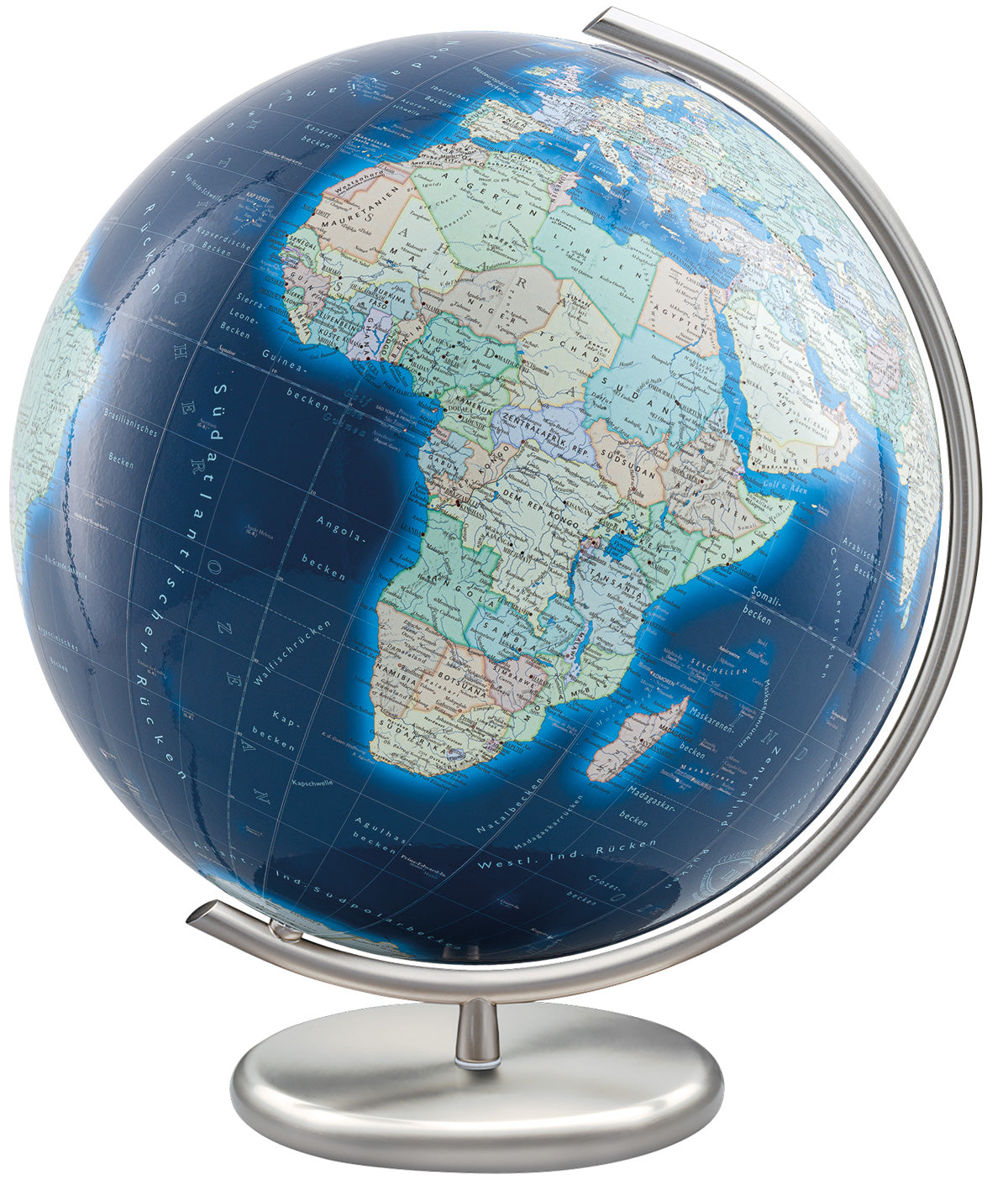 Glasglobus 40cm Columbus DUO AZZURRO Edelstahl - 244083