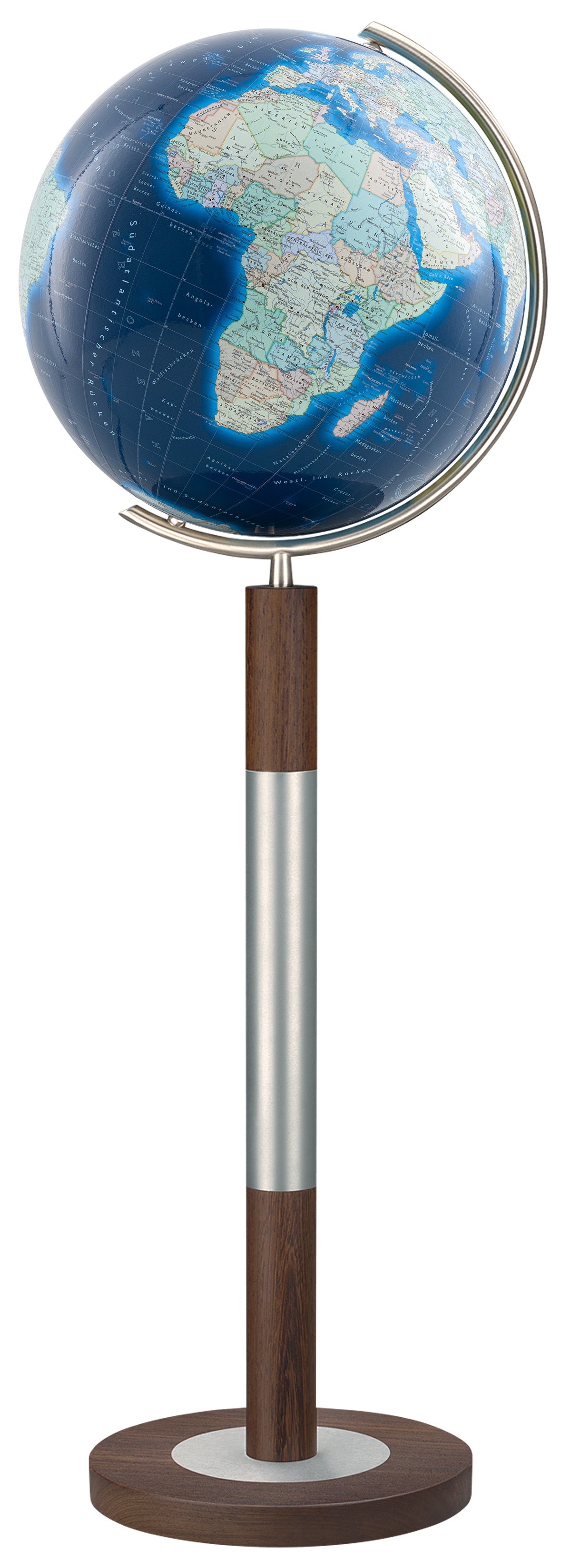 Standglobus 40cm Columbus DUO AZZURRO Kristallglas Edelholz - 244088