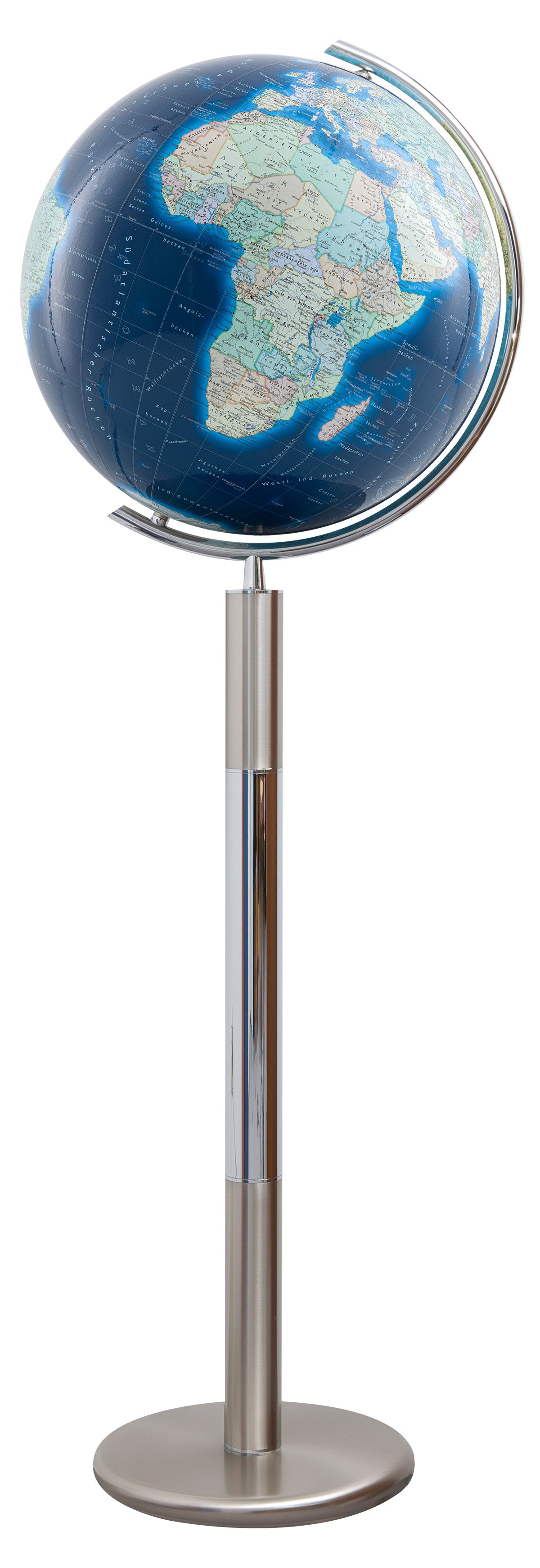 Standglobus 40cm Columbus DUO AZZURRO Kristallglas Edelstahl - 244089