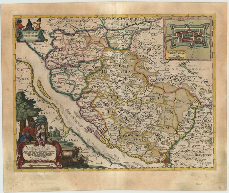 Pinneberg im Jahr 1672 von Johannes Mejer