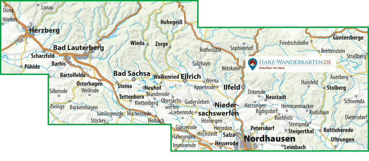 Der Südharz – wetterfest 1:30.000
