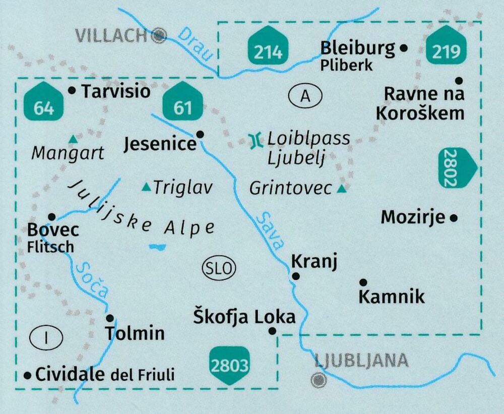 2801 Julische Alpen/Julijske alpe 1:75.000 - KOMPASS Wanderkarte