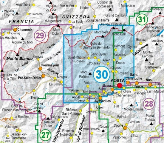 Piemont 1:25.000 topographische Wanderkarten Fraternali