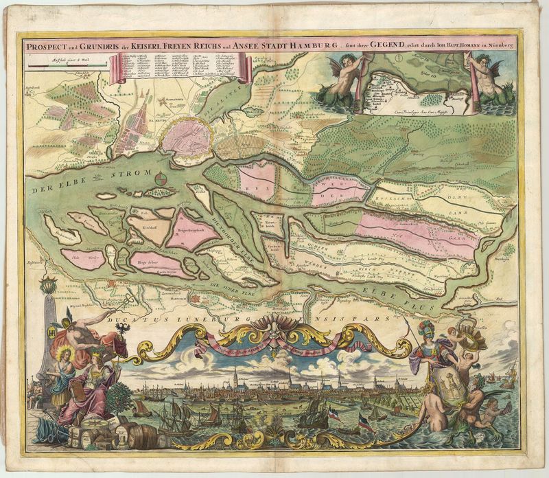 Hamburg um das Jahr 1720 von Johann Baptist Homann