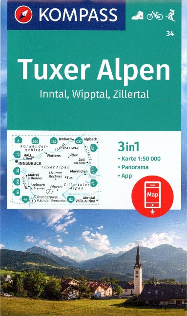 34 Tuxer Alpen - Kompass Wanderkarte