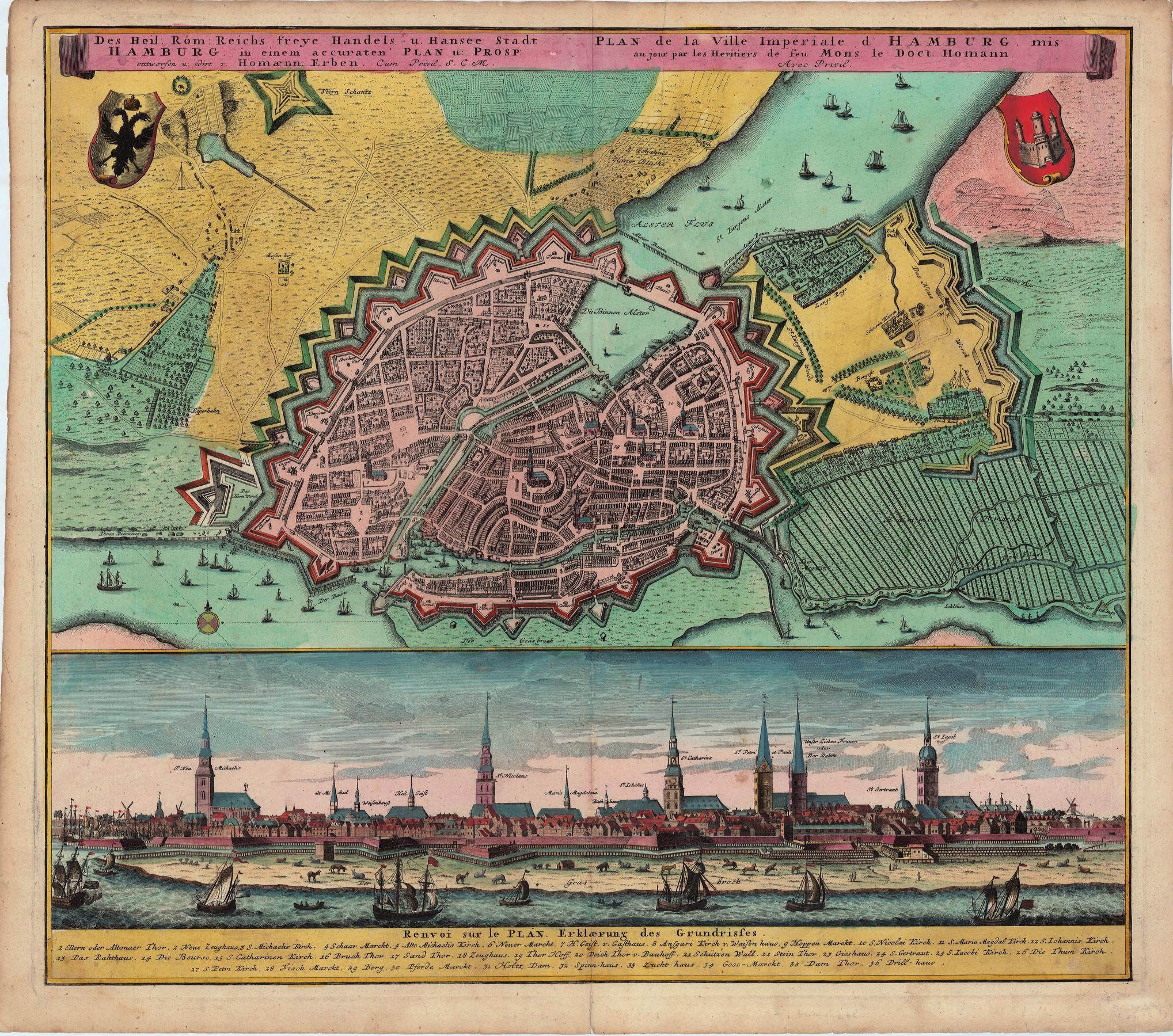 Hamburg im Jahr 1730 von Homann Erben