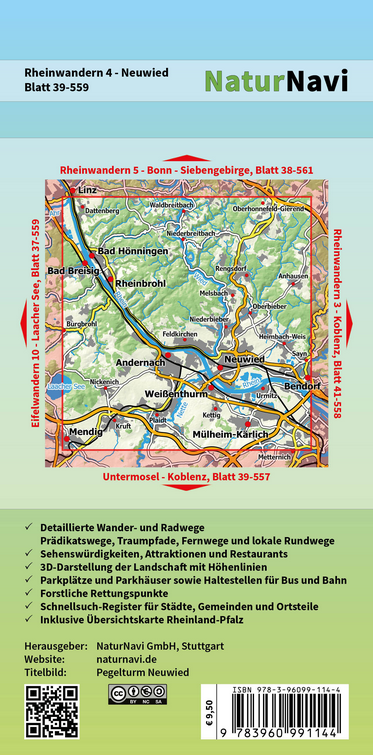 Rheinwandern 4 - Neuwied - 1:25.000 NaturNavi Wanderkarte