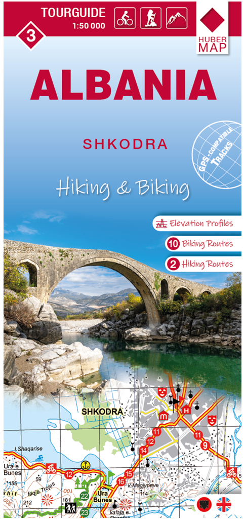 3 Shkodra - Wander & Radwanderkarte Albanien
