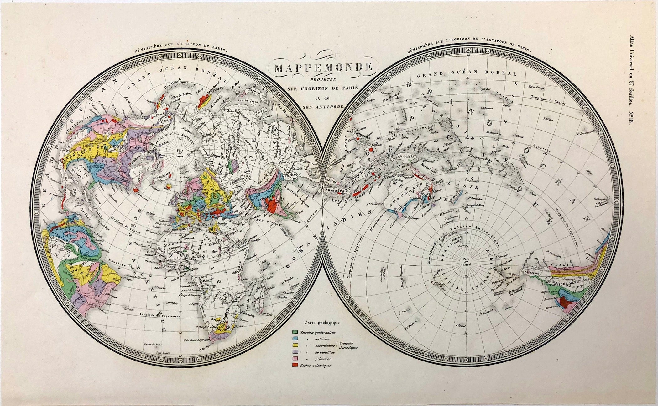 Weltkarte im Jahr 1875 von Adrien-Hubert Brué