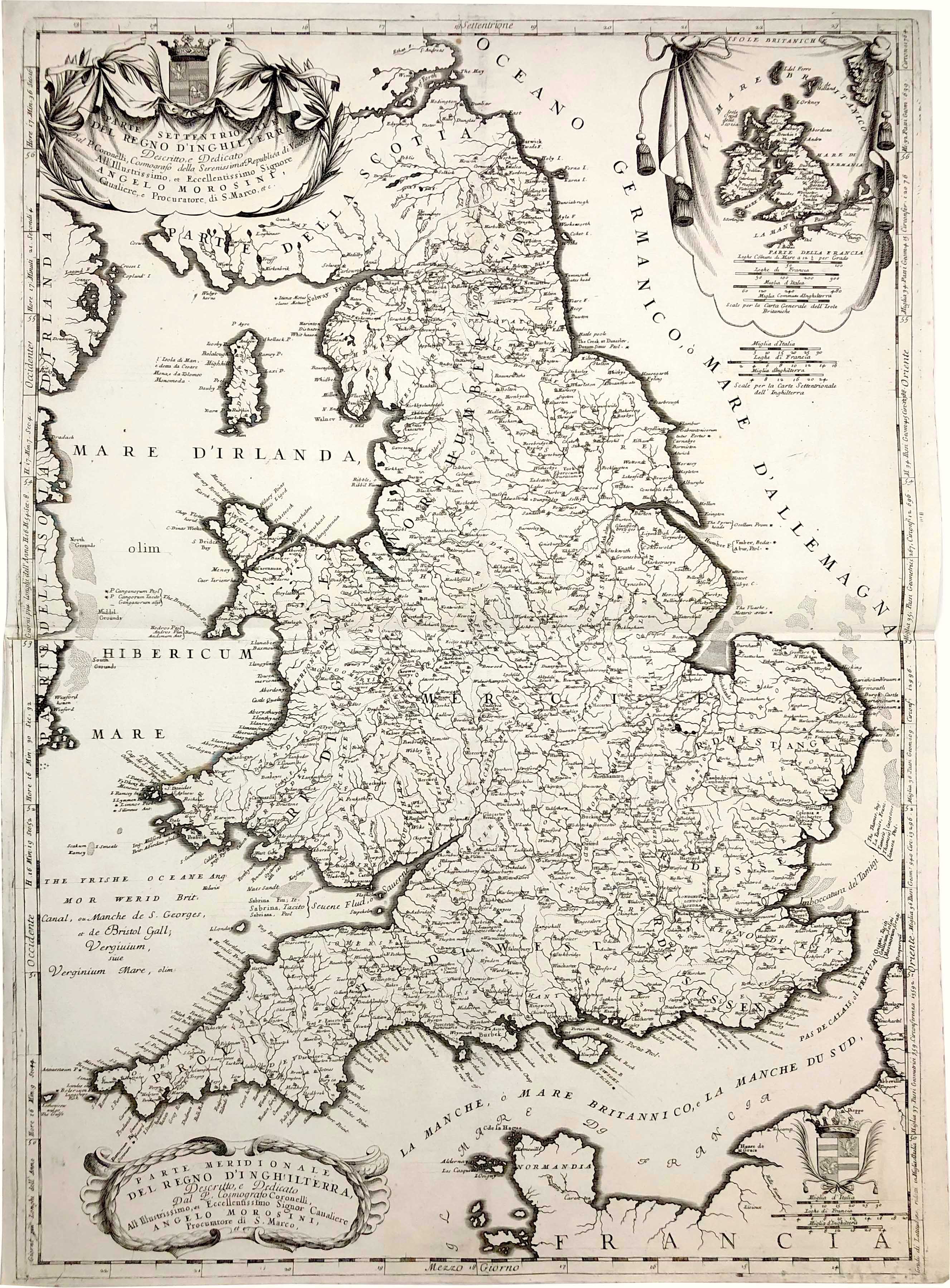 England; Wales im Jahr 1698 von Vincenzo Maria Coronelli