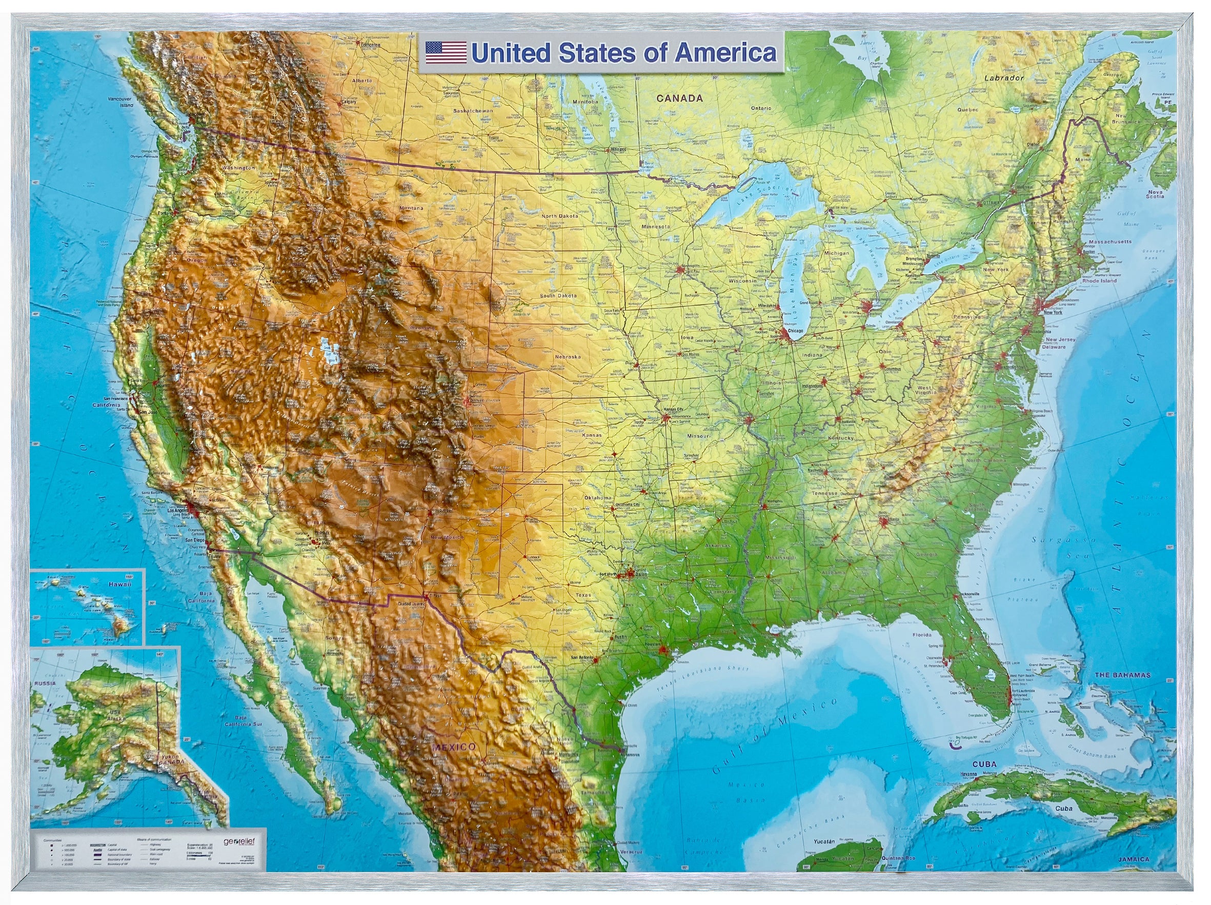 USA - Reliefkarte Georelief