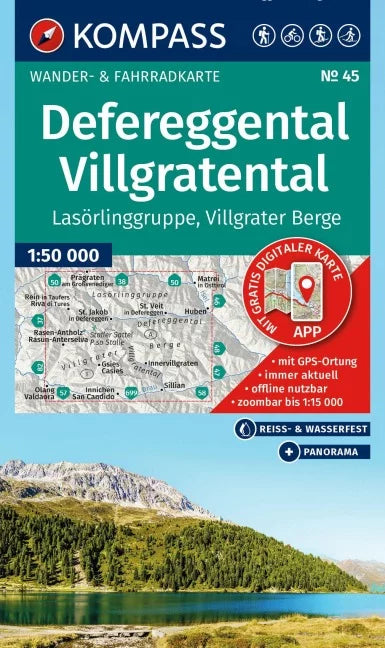 45 Defereggental-Villgratental - Kompass Wanderkarte