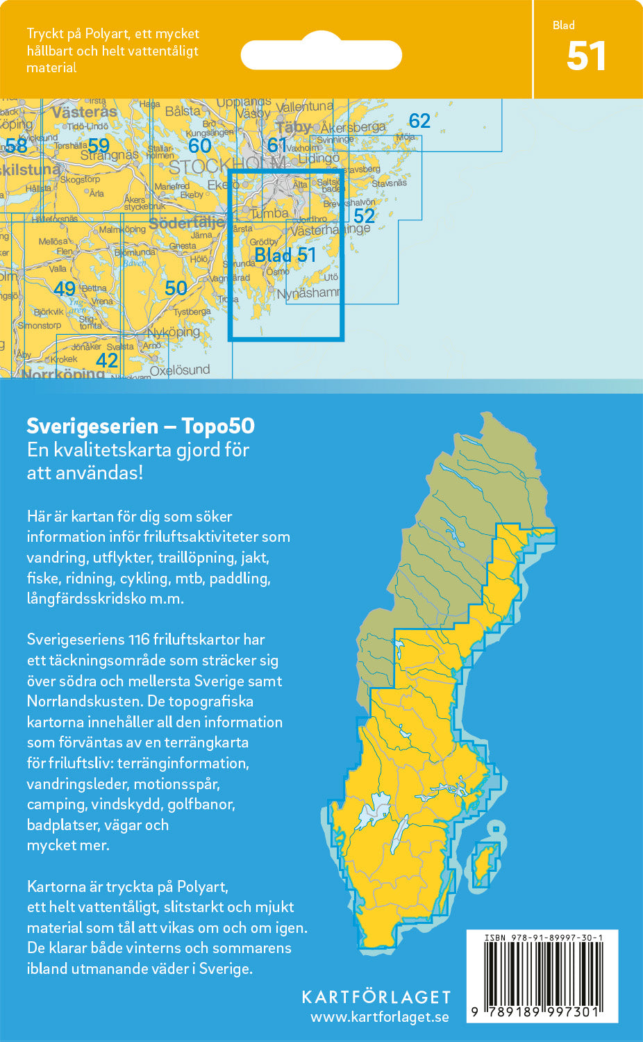 Schweden 1:50.000 Wanderkarten (1 Malmö - 71 Hallstavik) Sverigeserien