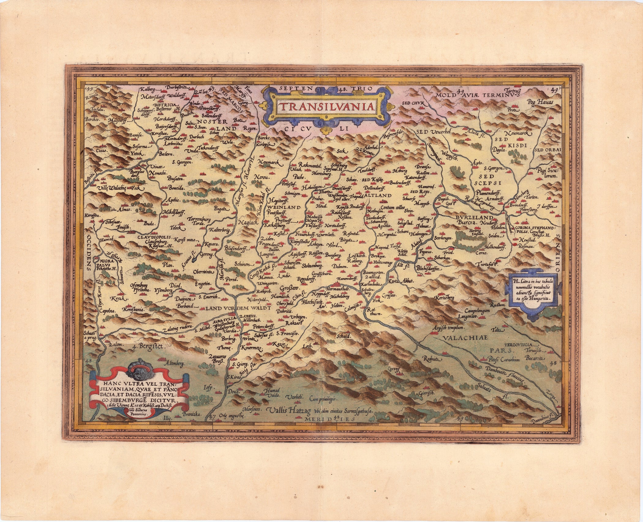 Rumänien im Jahr 1602 von Abraham Ortelius