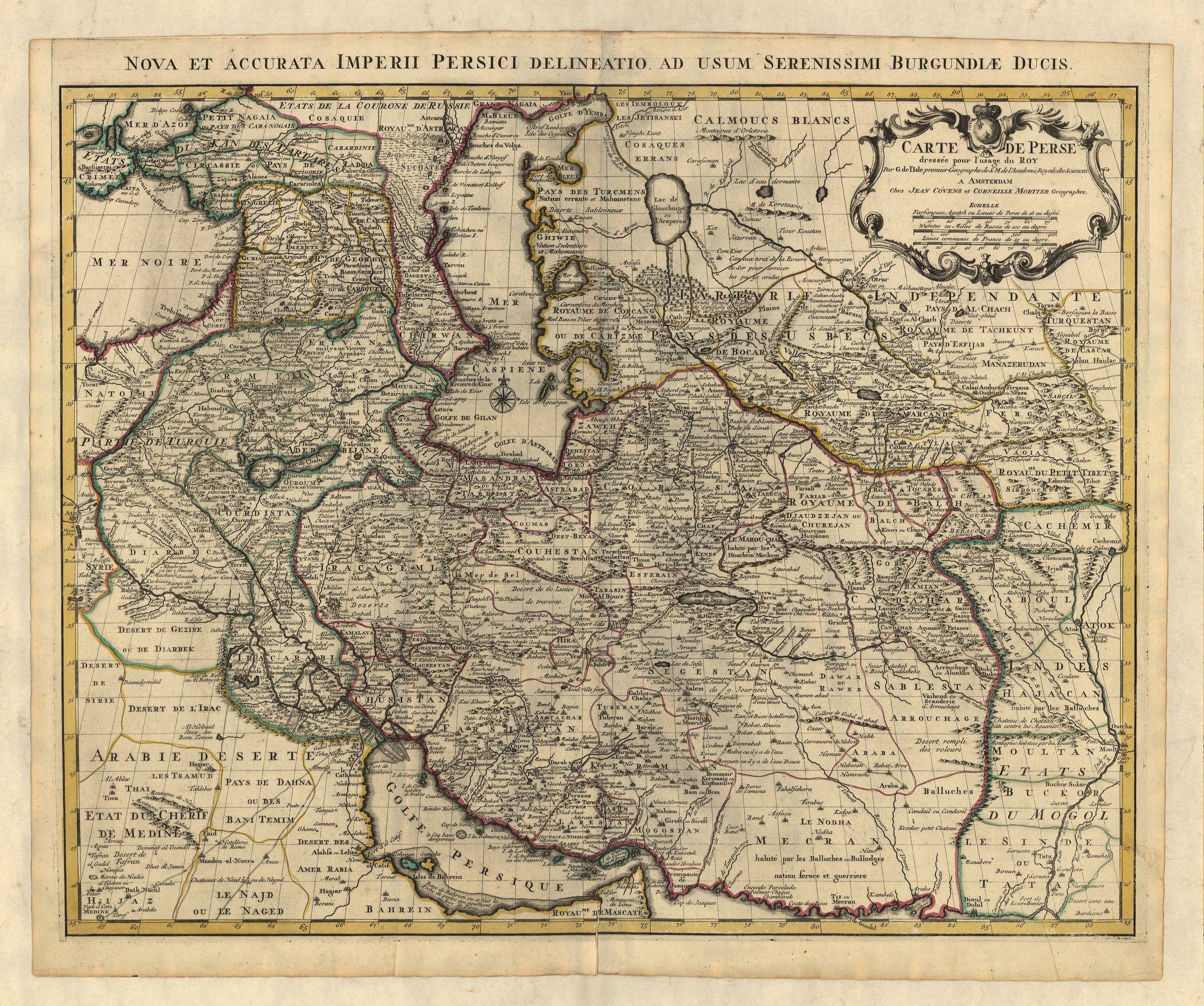Das Persische Reich um das Jahr 1730 von Guillaume de L´Isle, Jean Covens & Corneille Mortier