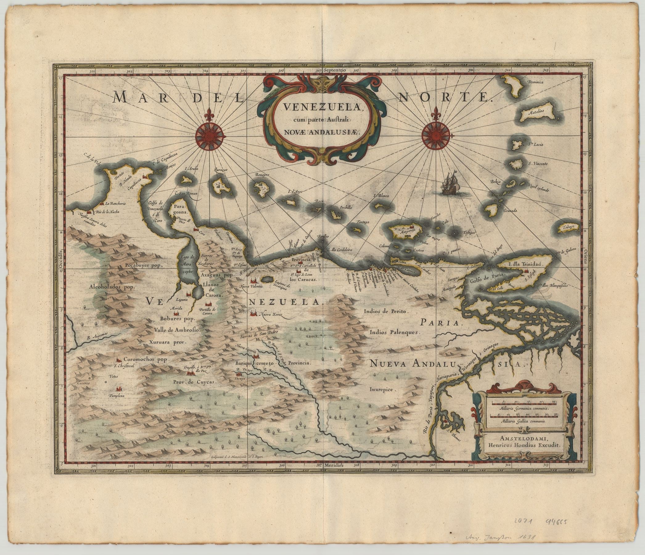 Venezuela ab 1638 von Henricus Hondius