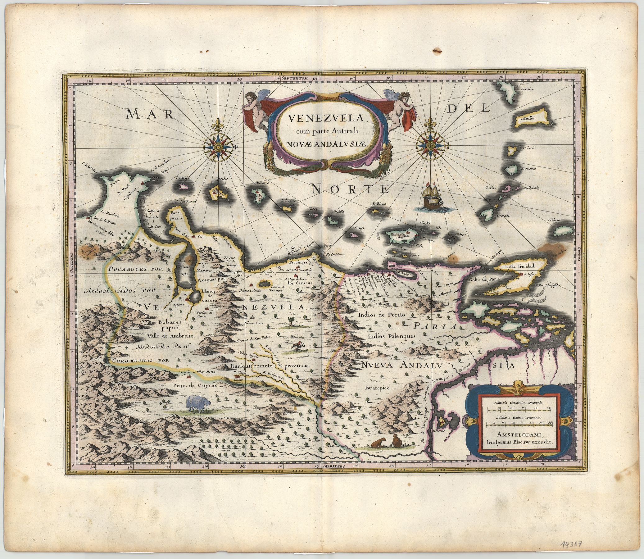 Venezuela um das Jahr 1640 von Willem Janszoon Blaeu