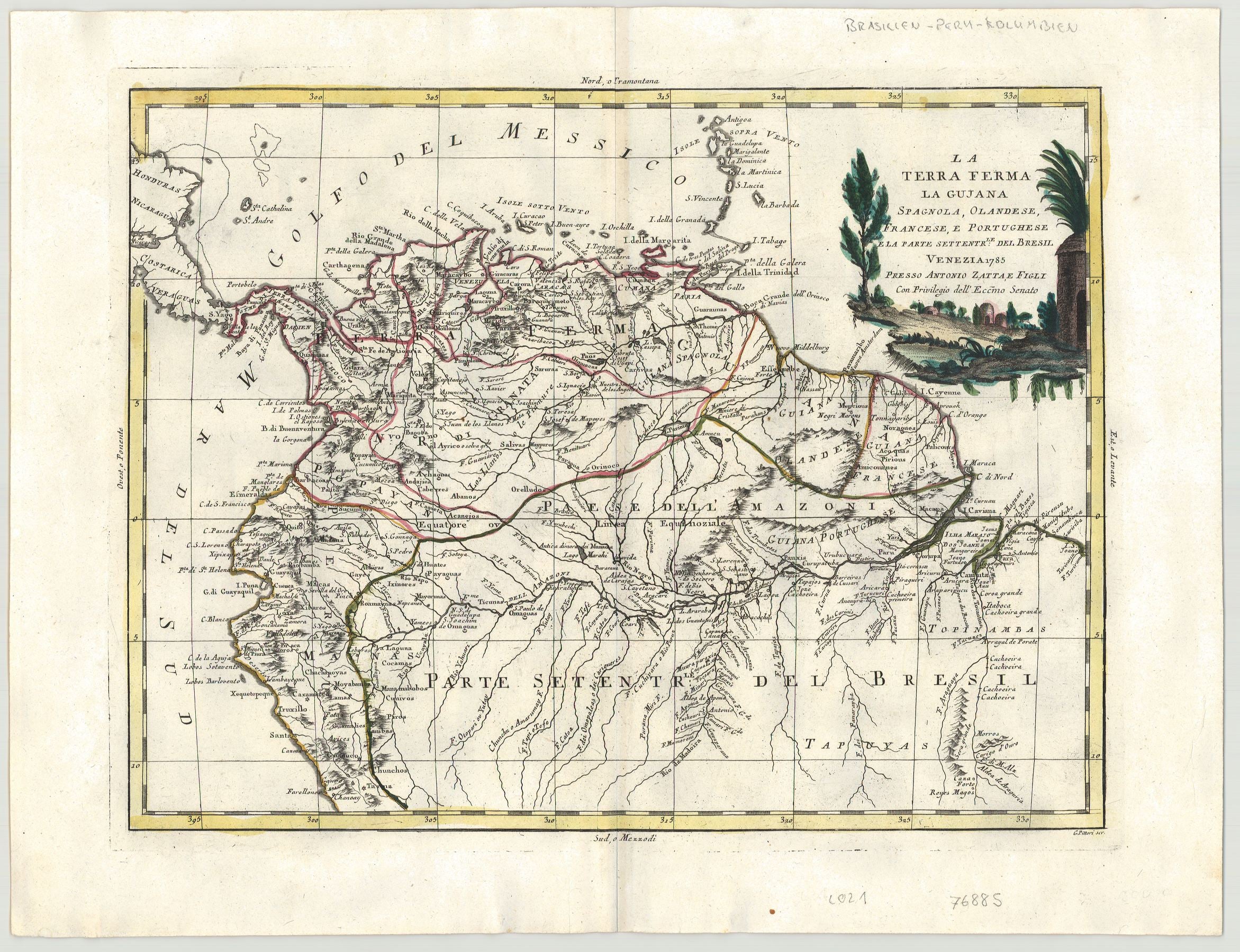 Südamerika im Jahr 1785 von Antonio Zatta