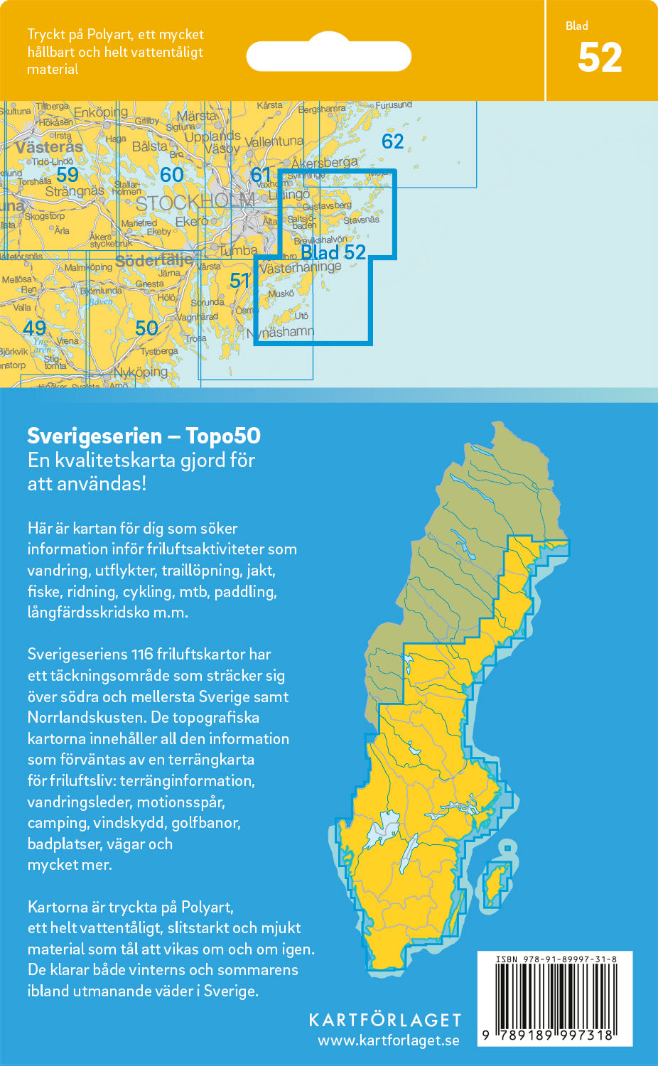 Schweden 1:50.000 Wanderkarten (1 Malmö - 71 Hallstavik) Sverigeserien