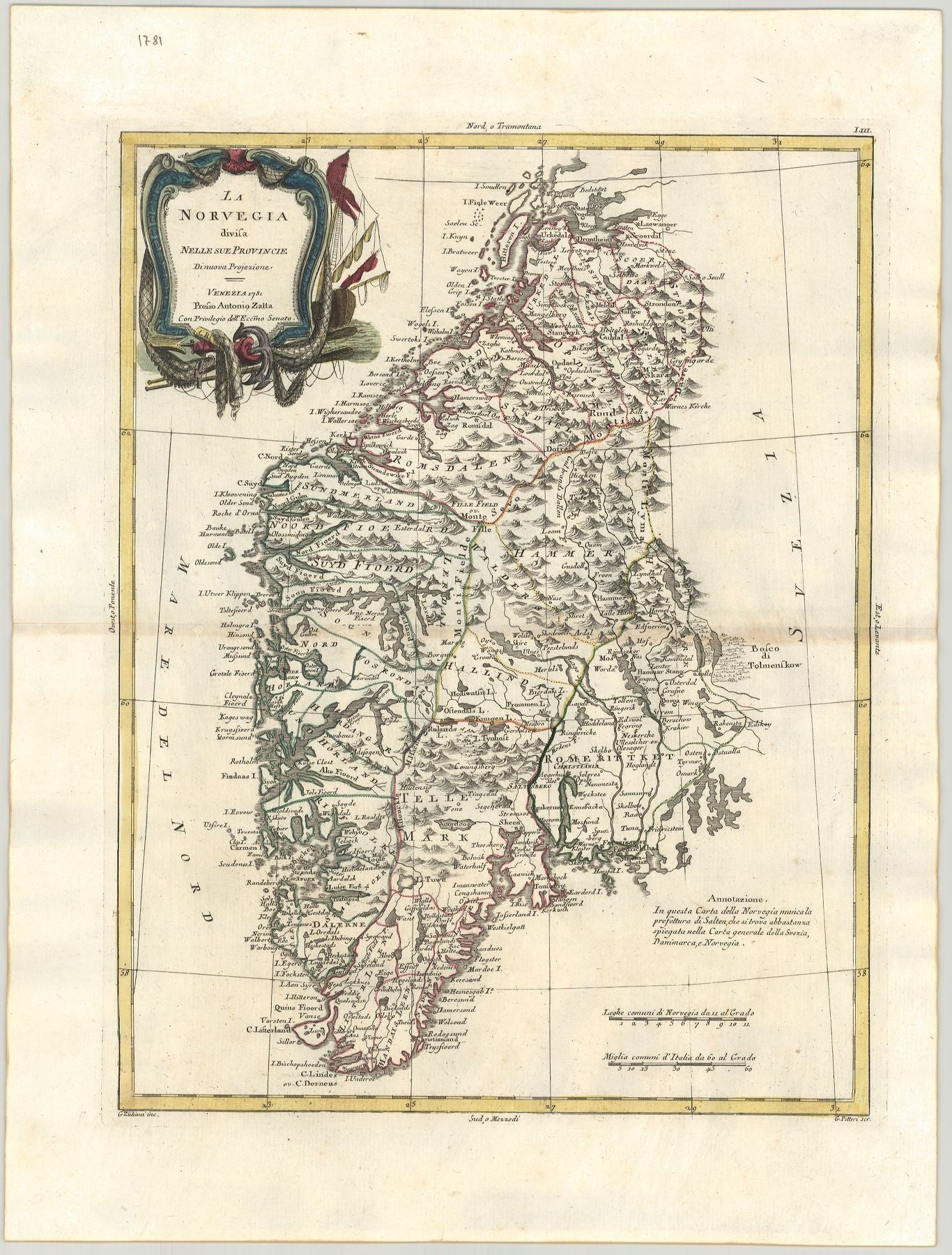 Norwegen im Jahr 1781 von Antonio Zatta